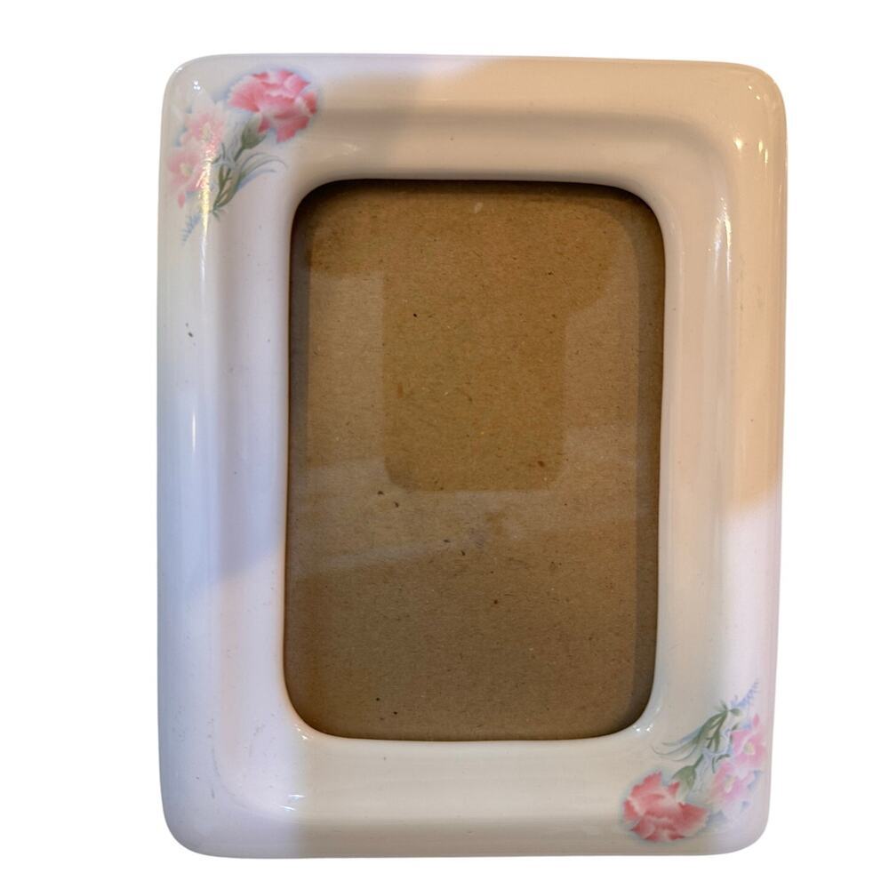 Vintage Hand Floral Print painted Ceramic Photo Frame 3x5